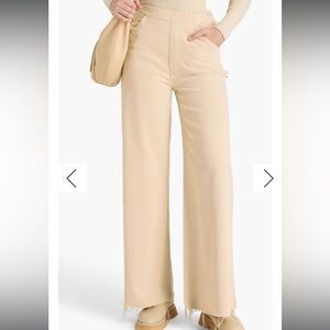 MOTHER The Main Sail Sneak Fray Cream Wide Leg Cargo Pants